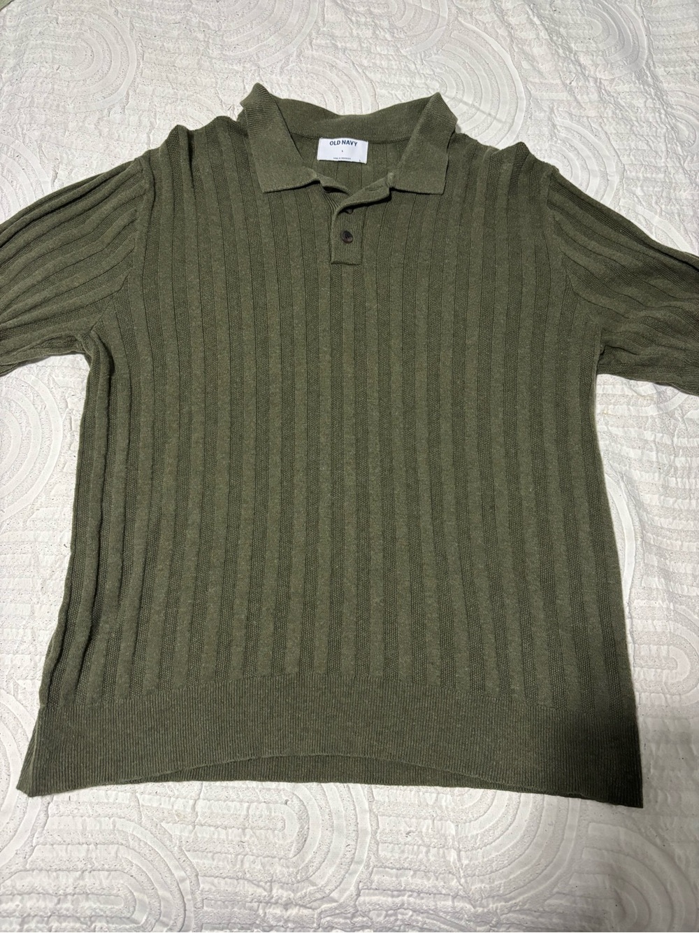 Old Navy Olive Ribbed Knit Polo